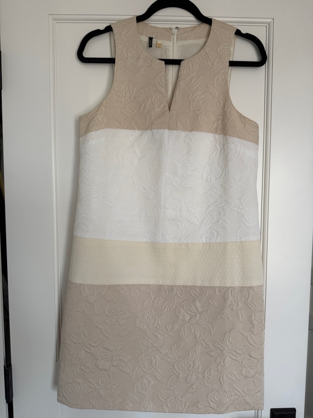 Anthropologie Sleeveless Beige and White Colorblock Dress Sz 8